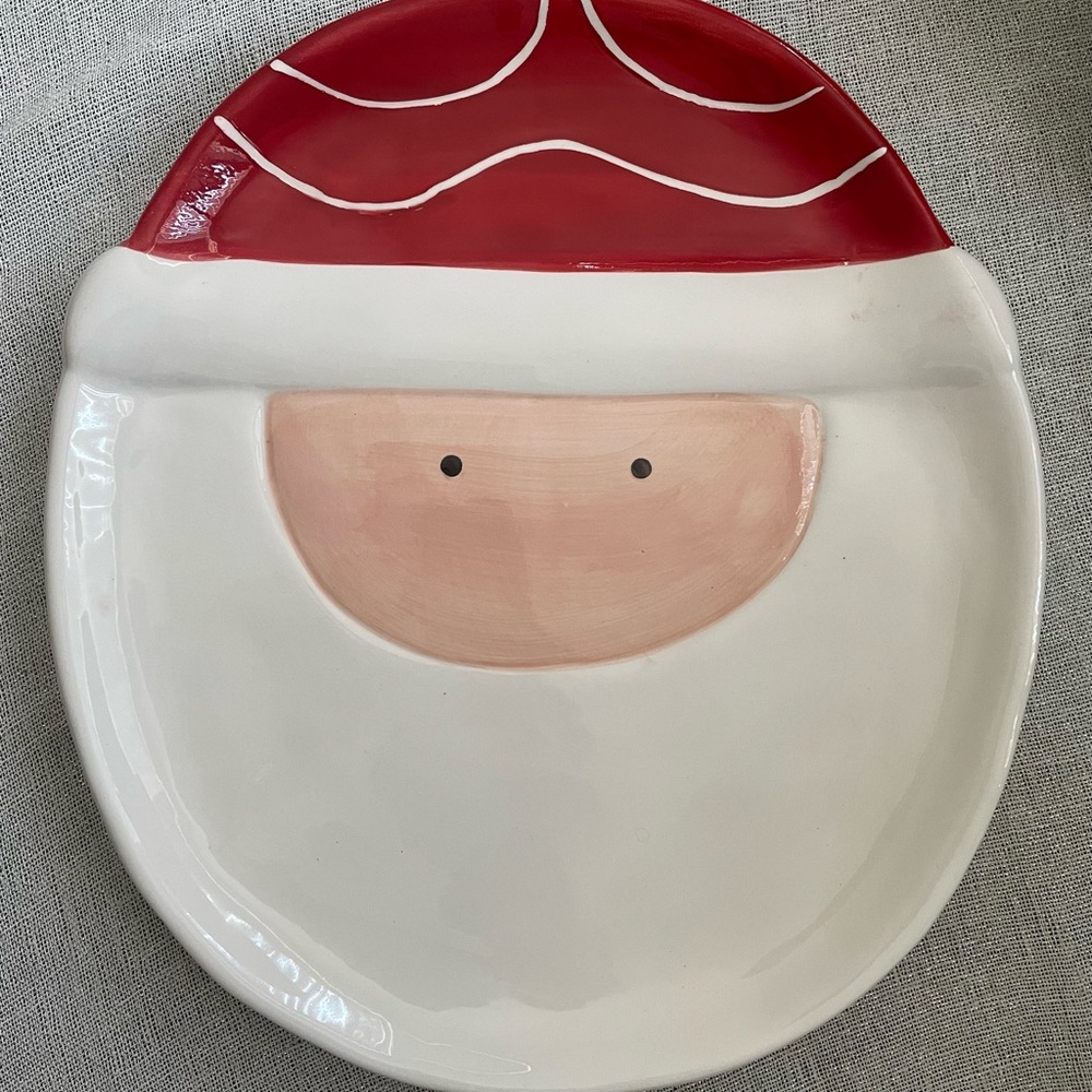 Transpac Festive Santa Claus Plate Red and White